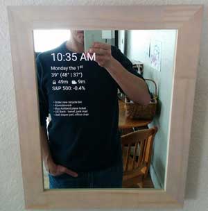 Small wood frame smart mirror